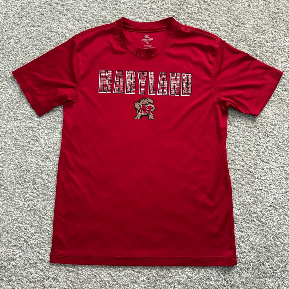 Maryland Terrapins Shirt Colosseum Short Sleeve Red Youth Size XL (20) Unisex